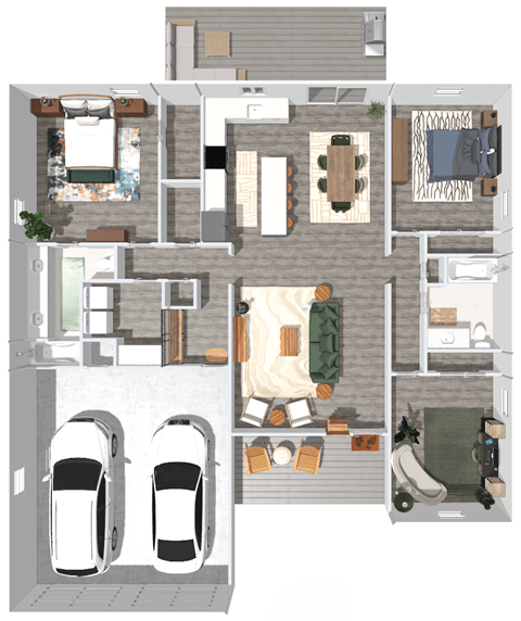 Floor plan for 3 beds, 2 baths, 1632 sqft